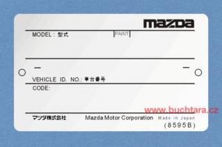 Výrobní štítek Mazda - Japan