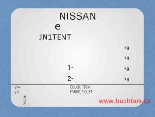 Výrobní štítek NISSAN