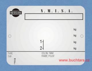 Výrobní štítek NISSAN N.M.I.S.A
