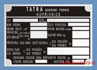 Výrobní štítek Tatra 813 podrobný