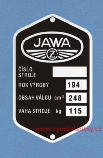 Výrobní štítek JAWA ČZ pérák 115 kg
