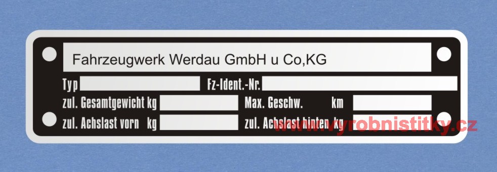 Výrobní štítek Werdau