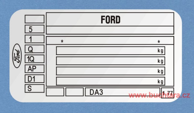 Výrobní štítek Ford - samolepící stříbrná fólie