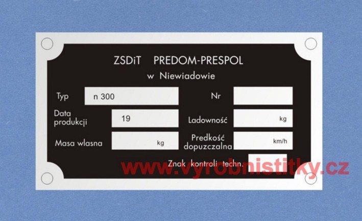 Výrobní štítek Predom Prespol n 300