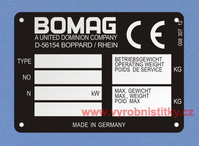 Výrobní štítek BOMAG