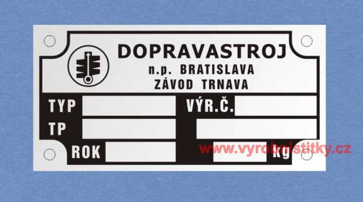 Výrobní štítek DOPRAVASTROJ