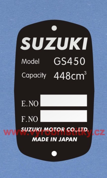 Výrobní štítek SUZUKI GS450
