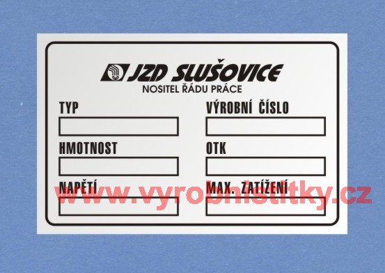 Výrobní štítek JZD SLUŠOVICE