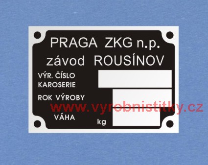 Výrobní štítek PRAGA ZKG