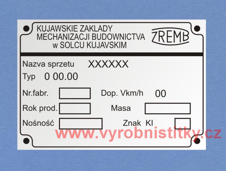 Výrobní štítek ZREMB