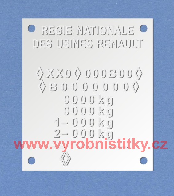 Výrobní štítek RENAULT REGIE NATIONALE