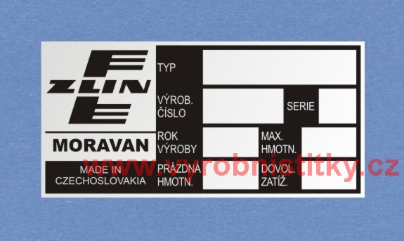 Výrobní štítek MORAVAN ZLÍN