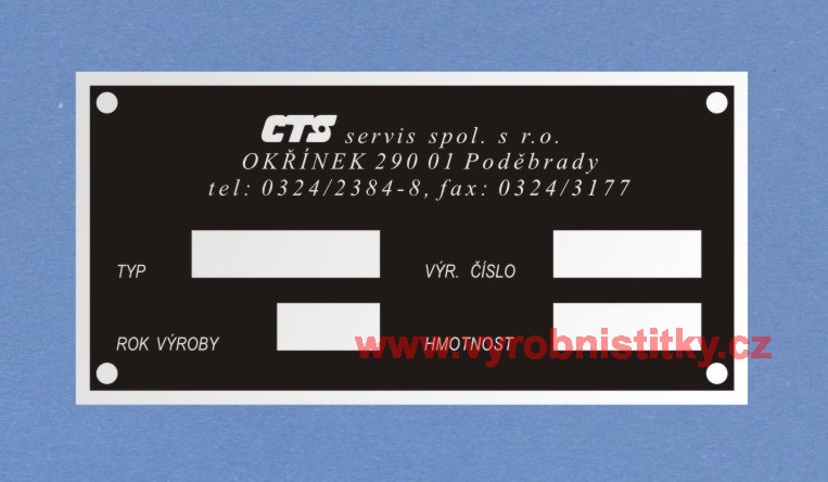 Výrobní štítek CTS servis