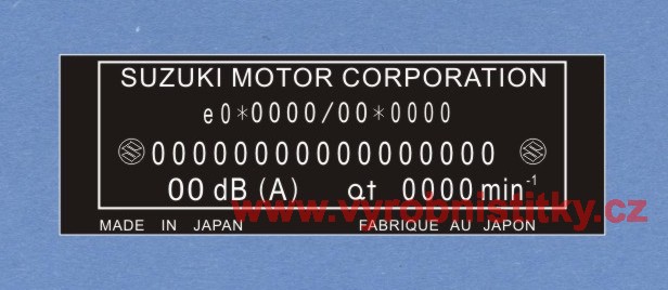 Výrobní štítek SUZUKI MOTOR SLE PES pro auto