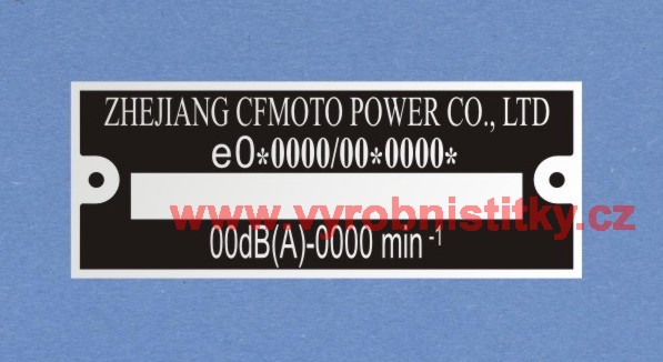 Výrobní štítek ZHEJIANG CFMOTO