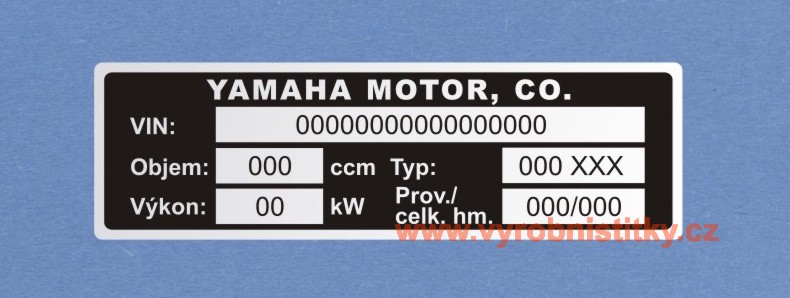 Výrobní štítek YAMAHA GRIZZLY - polyester