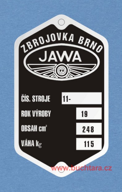 Výrobní štítek Jawa 250 - pérák