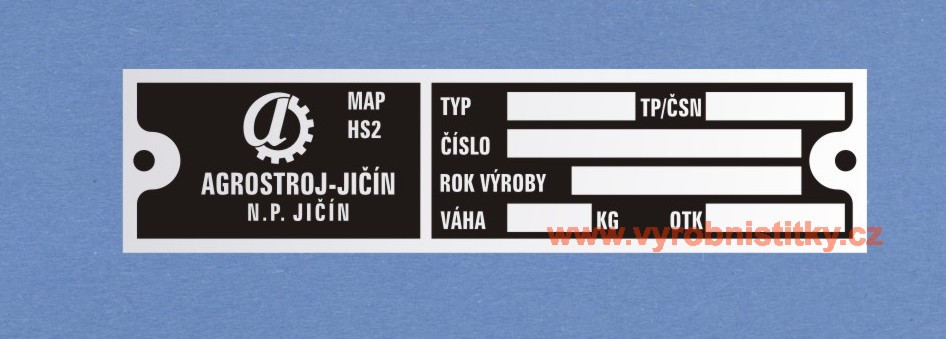 Výrobní štítek AGROSTROJ-JIČÍN-MAP HS2