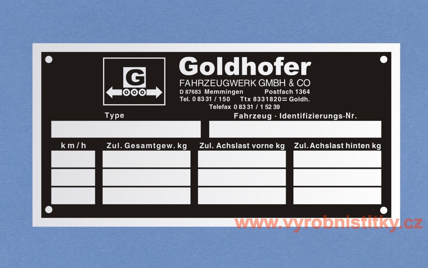 Výrobní štítek Goldhofer
