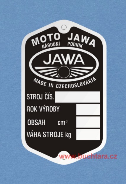 Výrobní štítek Jawa - pérák čistý