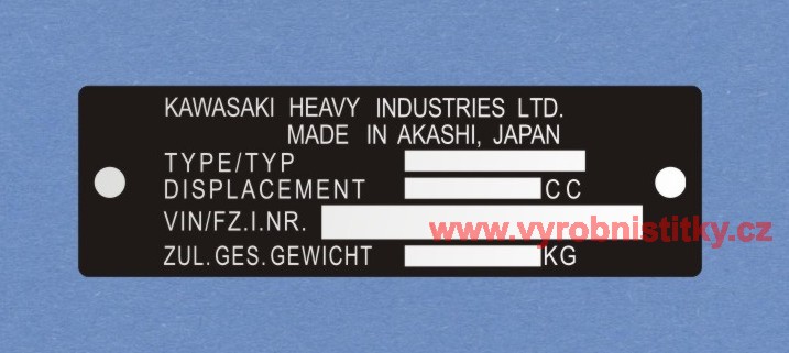 Výrobní štítek KAWASAKI HEAVY INDUSTRIES_3