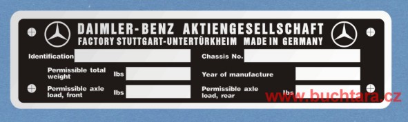 Výrobní štítek DAIMLER-BENZ obecně_anglický
