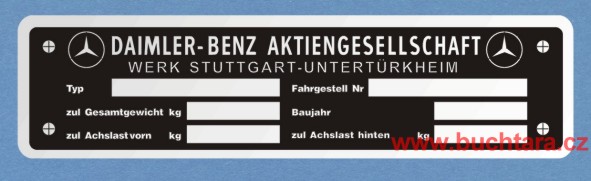 Výrobní štítek DAIMLER-BENZ UNTERTÜRKHEIM německý - SwitzBlack