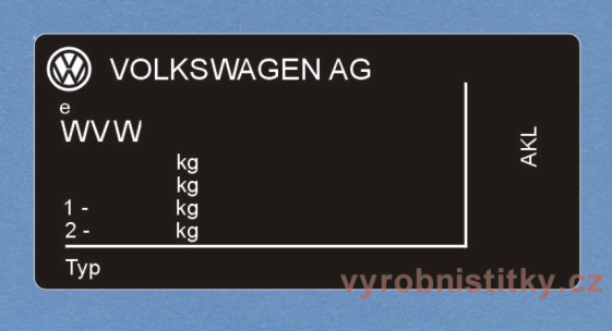 Výrobní štítek VOLKSWAGEN GOLF, POLO