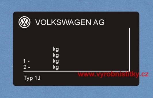 Výrobní štítek VOLKSWAGEN AG