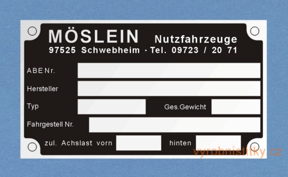 Výrobní štítek MÖSLEIN