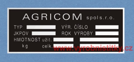 Výrobní štítek AGRICOM