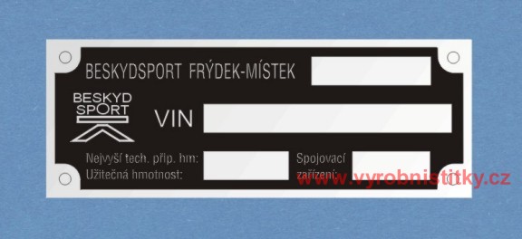 Výrobní štítek Beskydsport prázdný