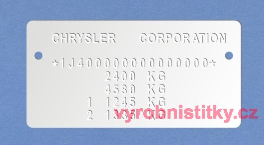 Výrobní štítek CHRYSLER