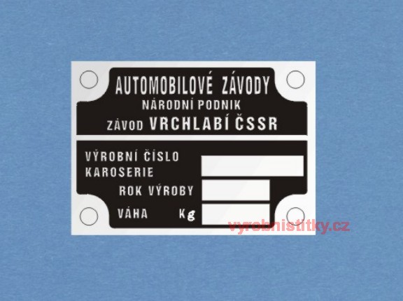 Výrobní štítek karoserie Závod VRCHLABÍ