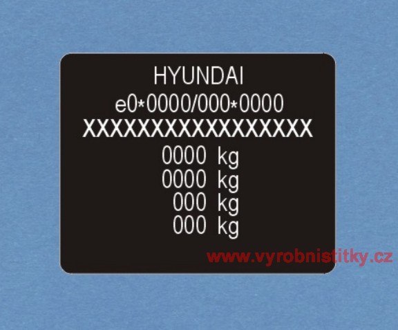 Výrobní štítek Hyundai