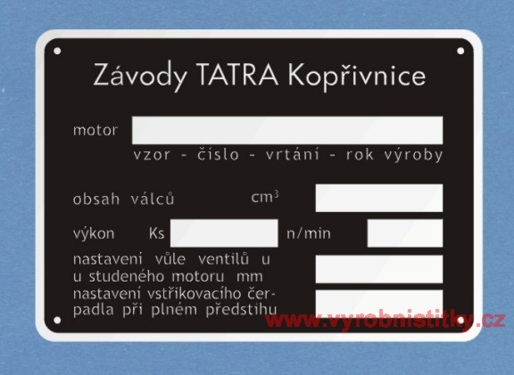 Výrobní štítek motor Tatra 111