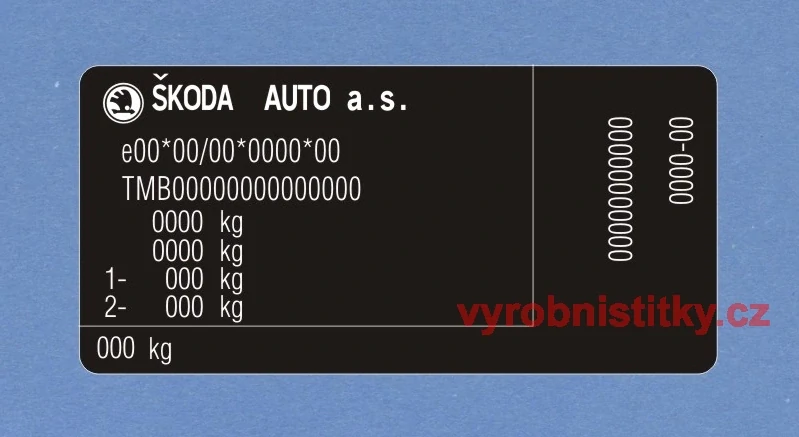 Výrobní štítek Škoda Octavia
