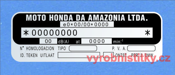 Výrobní štítek MOTO HONDA MOTOR DA AMAZONIA LTDA