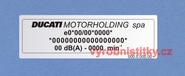 Výrobní štítek DUCATI 73 x 23