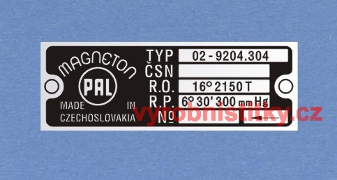Výrobní štítek Rozdělovač PAL 02 - 9204.304