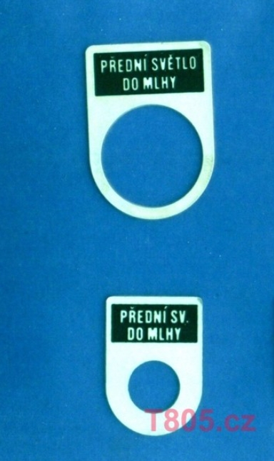 Štítek PŘEDNÍ SVĚTLO DO MLHY - set spínač+kontrolka