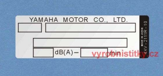 Výrobní štítek YAMAHA MOTOR CO, LTD prázdný