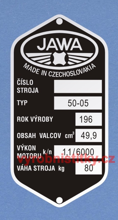 Výrobní štítek JAWA 50-05_výk.1,1