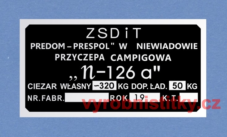 Výrobní štítek Predom Prespol ZSDiT