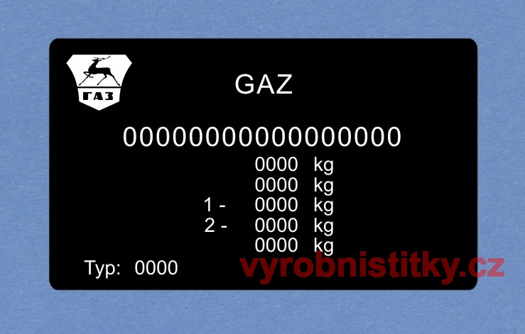 Výrobní štítek GAZ GAZELLE