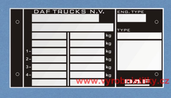 Výrobní štítek DAF - ENG TYPE 118x61 mm