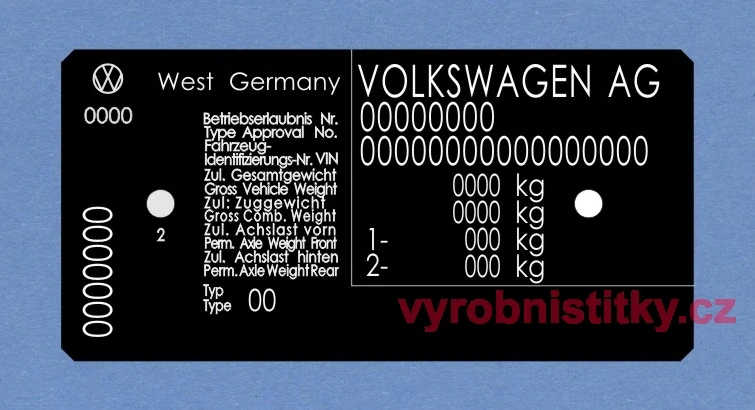 Výrobní štítek VOLKSVAGEN AG tl. 0,4