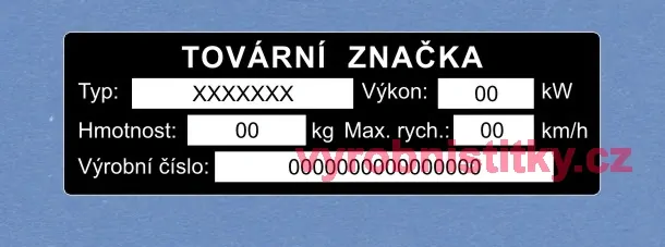 Výrobní štítek malotraktor - polester