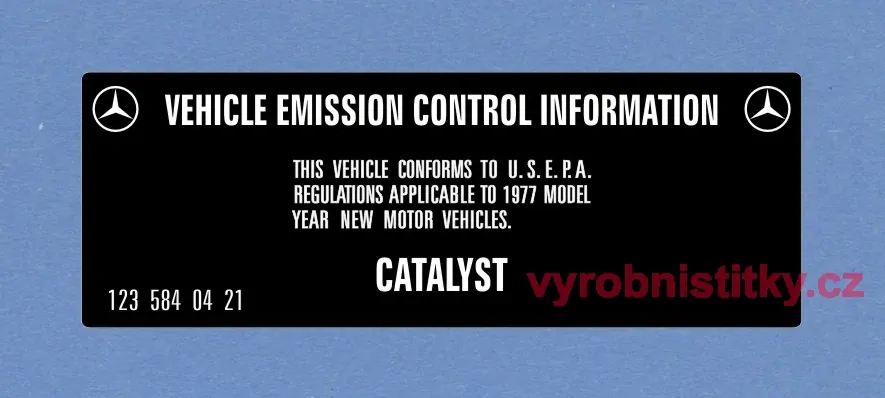 Výrobní štítek DAIMLER BENZ - VEHICLE EMISSION CONTROL