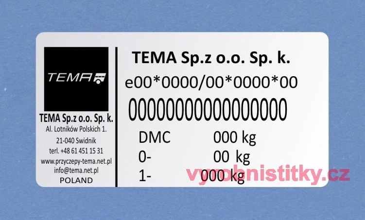 Výrobní štítek TEMA przyczep